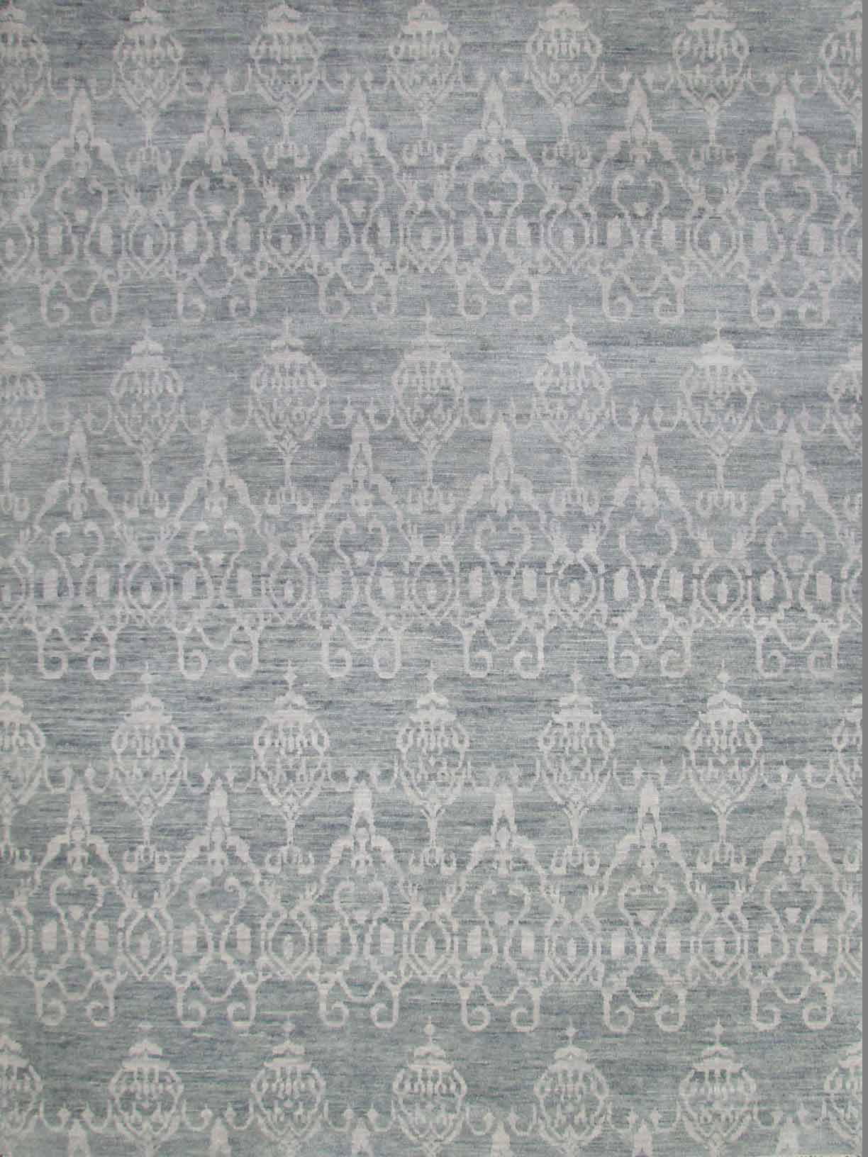 Contemporary Rugs & Transitional Rugs NAWAB 18517 Lt. Blue - Blue & Lt. Grey - Grey Hand Knotted Rug