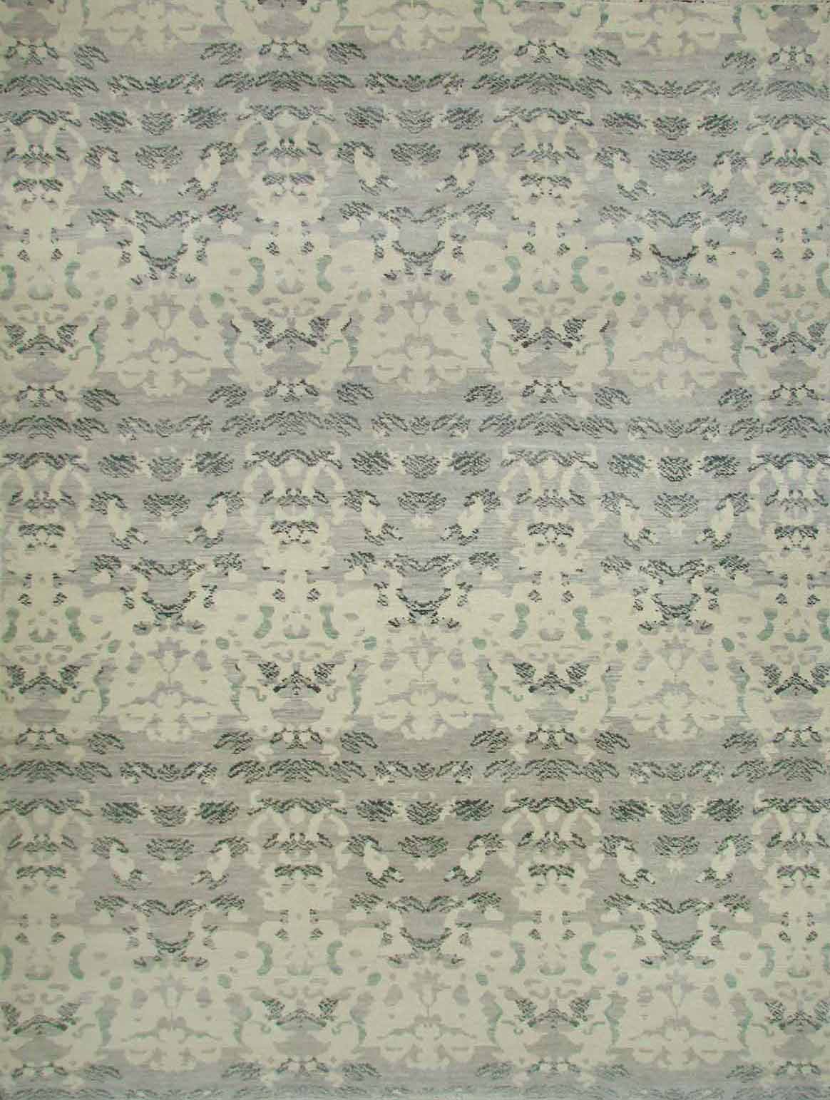 Contemporary Rugs & Transitional Rugs NAWAB 18515 Ivory - Beige & Lt. Grey - Grey Hand Knotted Rug