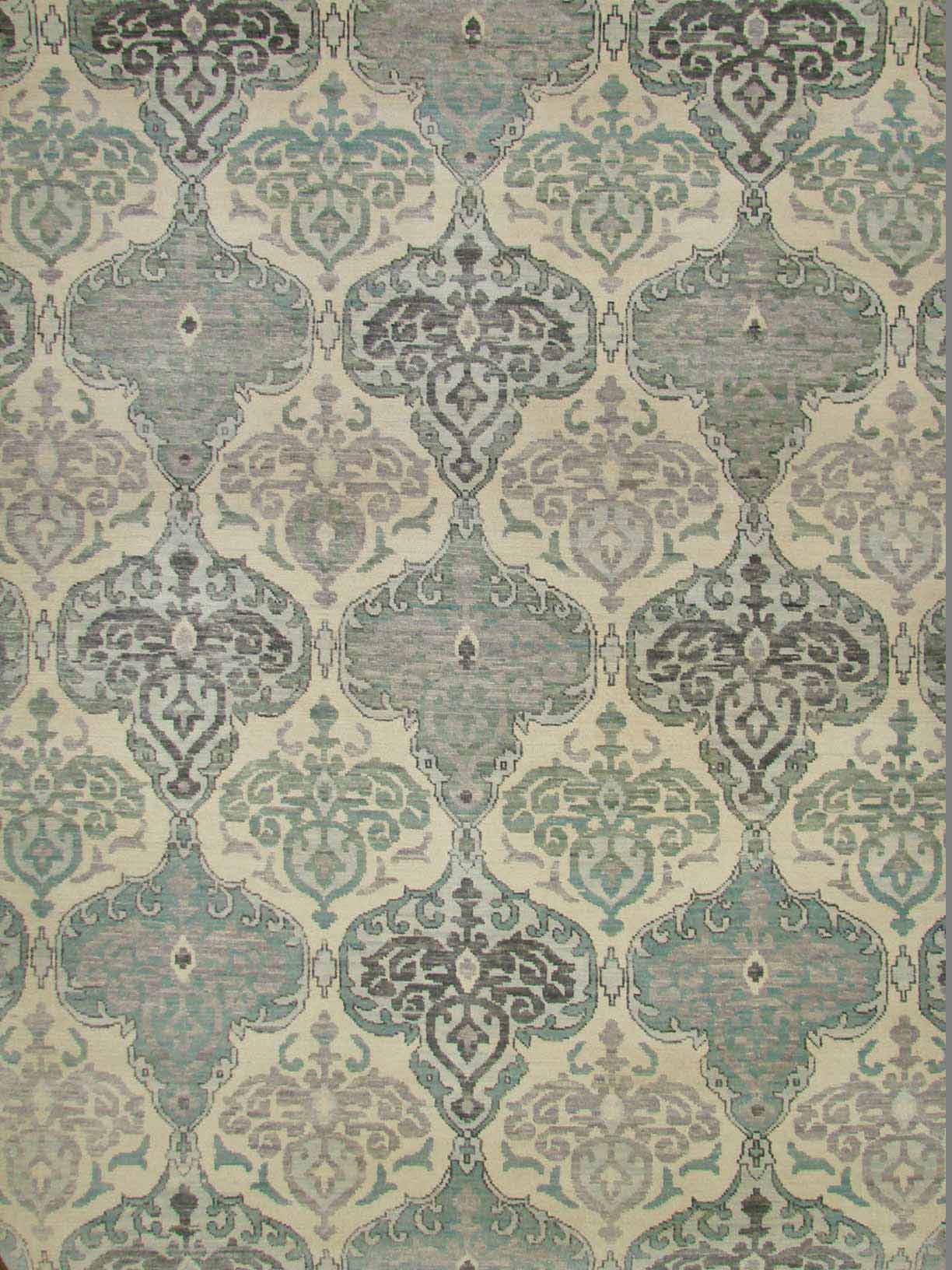 Contemporary & Modern Rugs NAWAB 18522 Ivory - Beige & Multi Hand Knotted Rug