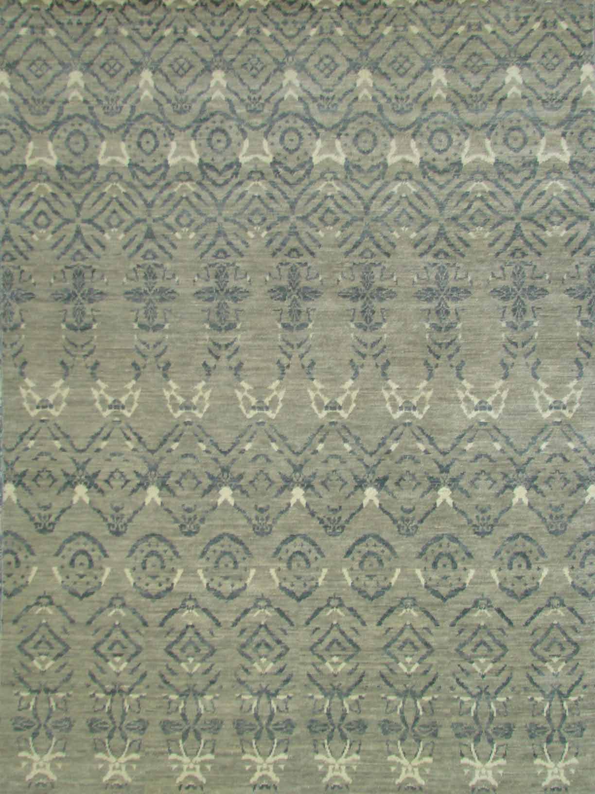 Contemporary Rugs & Transitional Rugs NAWAB 18512 Lt. Grey - Grey & Lt. Blue - Blue Hand Knotted Rug