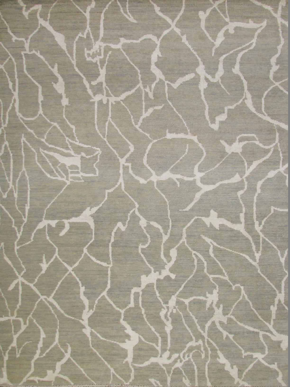 Contemporary Rugs & Transitional Rugs NAWAB 18516 Lt.Green & Ivory - Beige Hand Knotted Rug