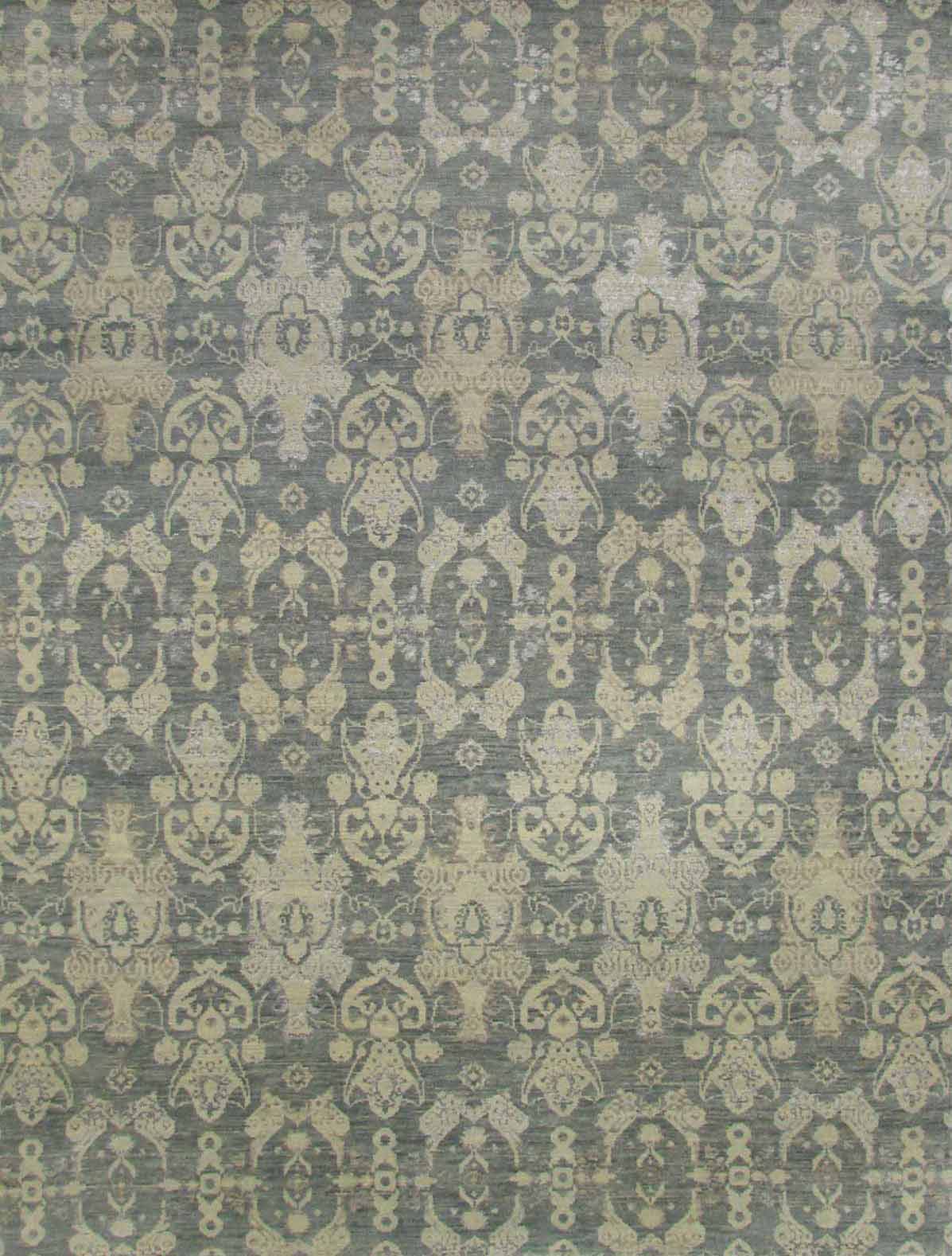 Contemporary Rugs & Transitional Rugs NAWAB 18521 Lt. Grey - Grey & Ivory - Beige Hand Knotted Rug